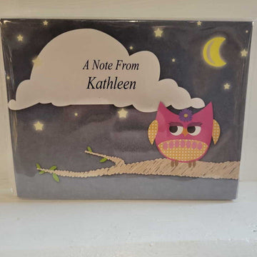 Owl Pink Personalized Note Cards