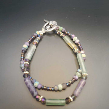 Purple/Green Double Strand Bracelet