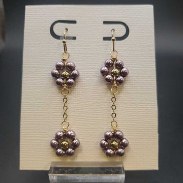 Purple Pearl Daisy Earrings