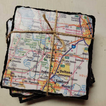 Mount Dora Map Slate Coaster Set