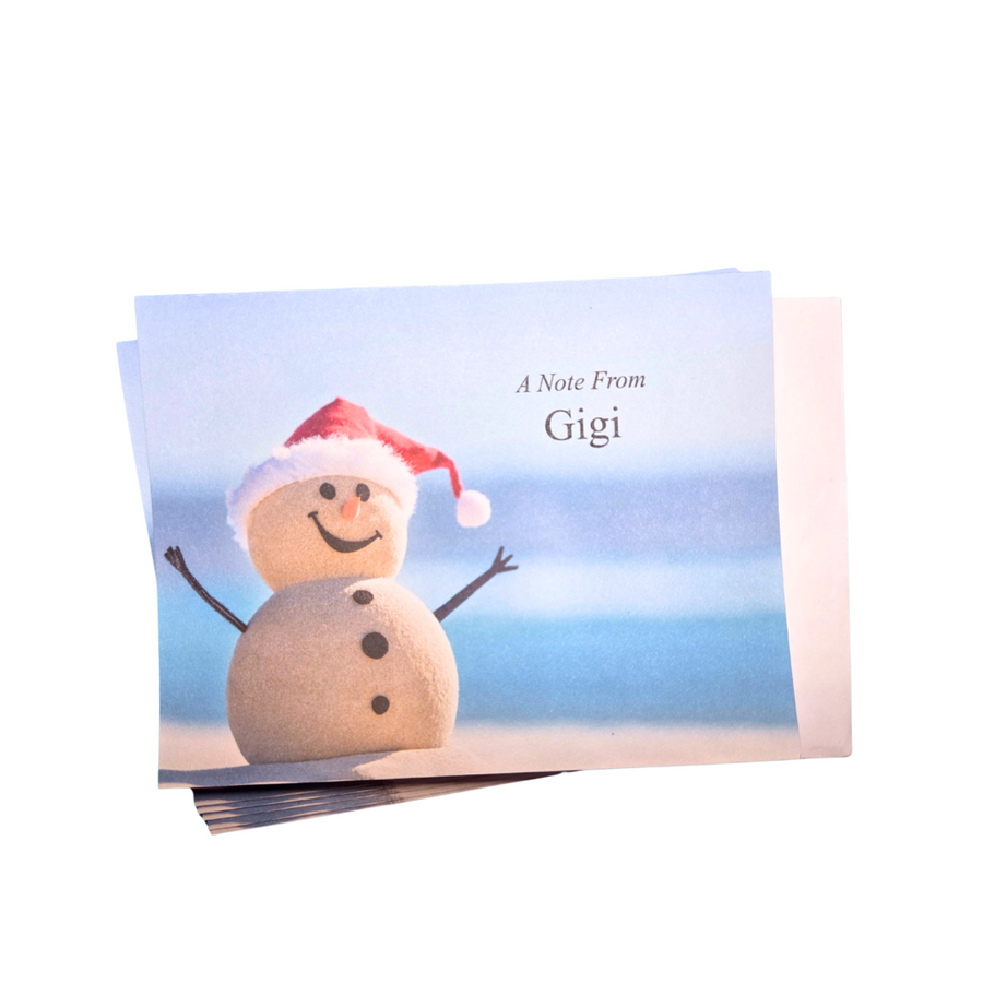 Beach Snowman Personalized Note Cards