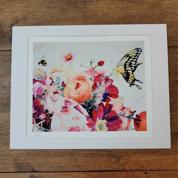 Bee and Butterfly Bouquet Giclee 11 x 14