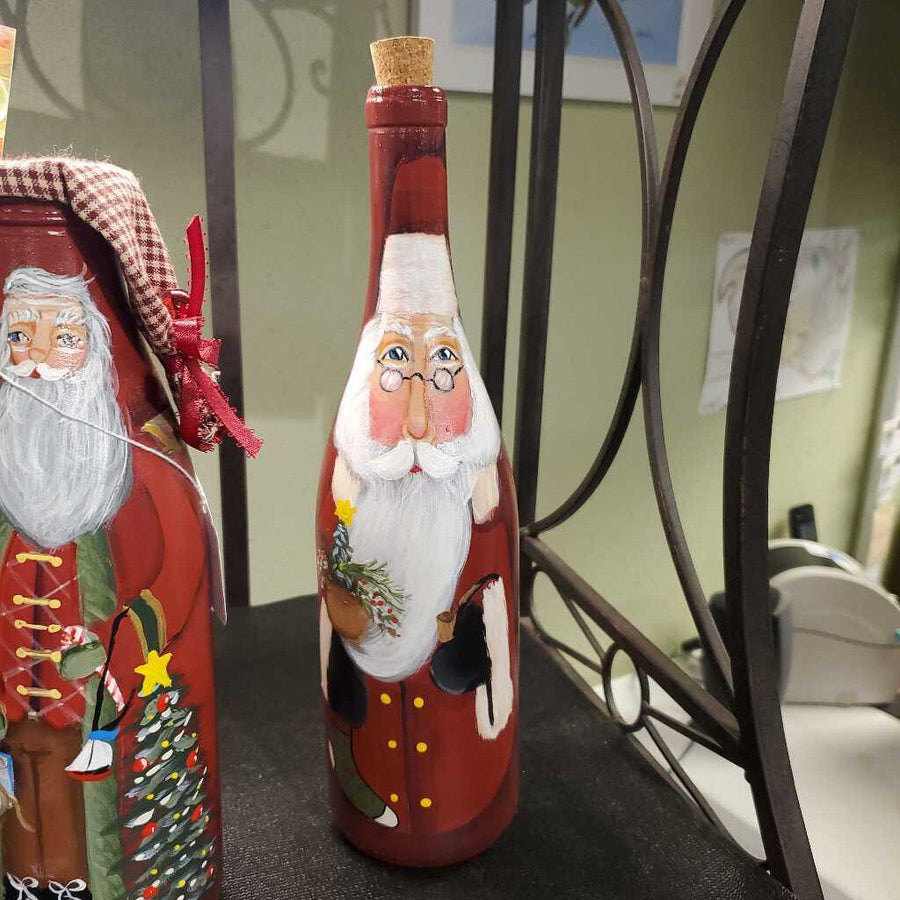 Bottle Santa with Glasses