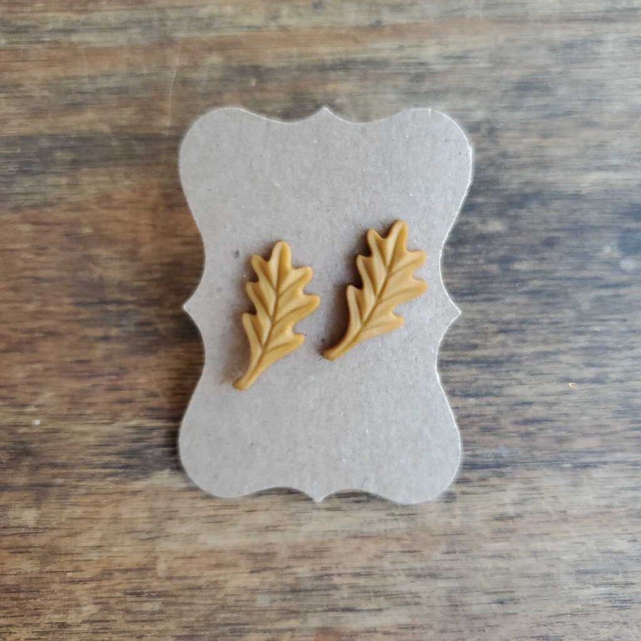 Tan Leaf Earrings