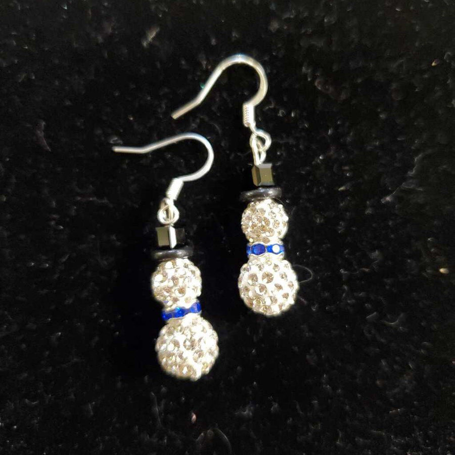 Pave Snowman Earrings Blue