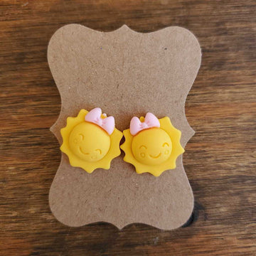 Sun with Pink Bow Earrings