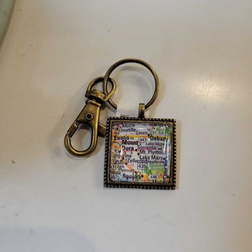 Mount Dora Map Square Keychain