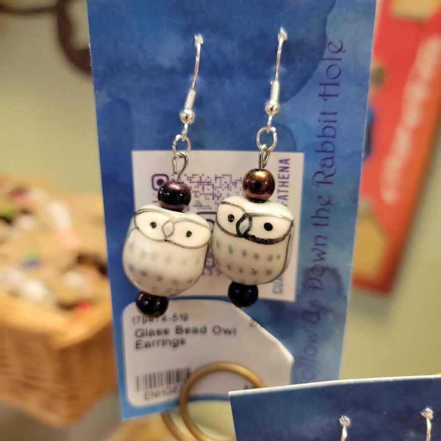 Glass Bead Owl Earrings