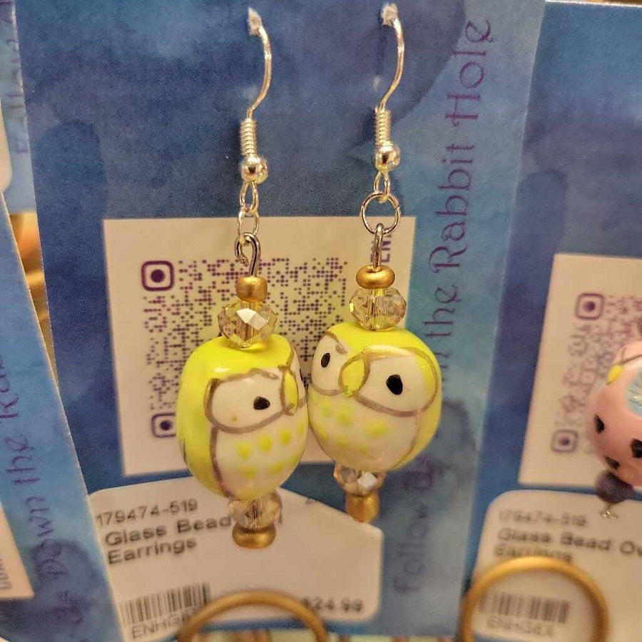 Glass Bead Owl Earrings