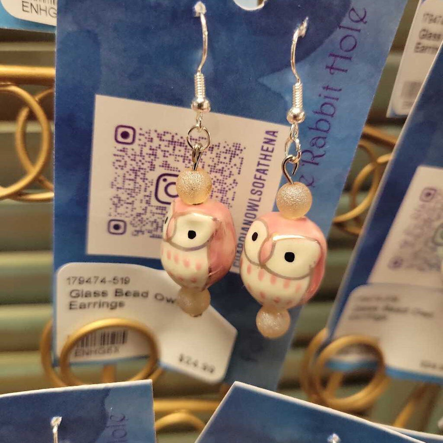 Glass Bead Owl Earrings