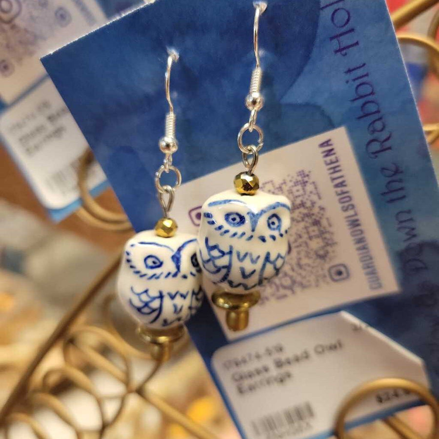 Glass Bead Owl Earrings