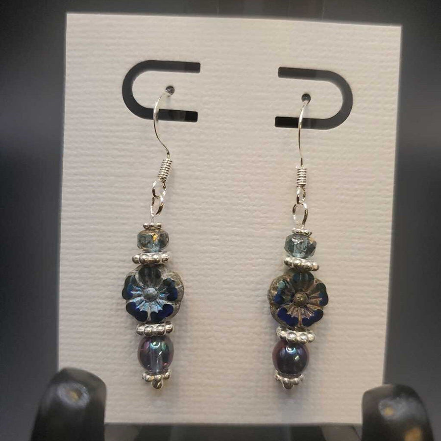 Navy Picasso Silver Earrings