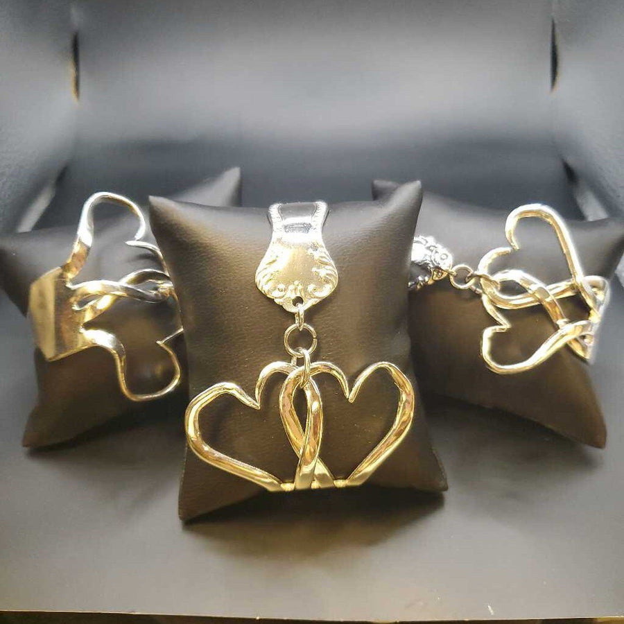 Silverware Forks Heart Bracelet