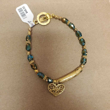 Blue Gold Bar Heart Bracelet