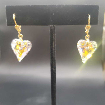 Crystal AB Gold Wild Heart Earrings