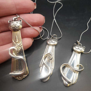 Silverware Kitty Necklace