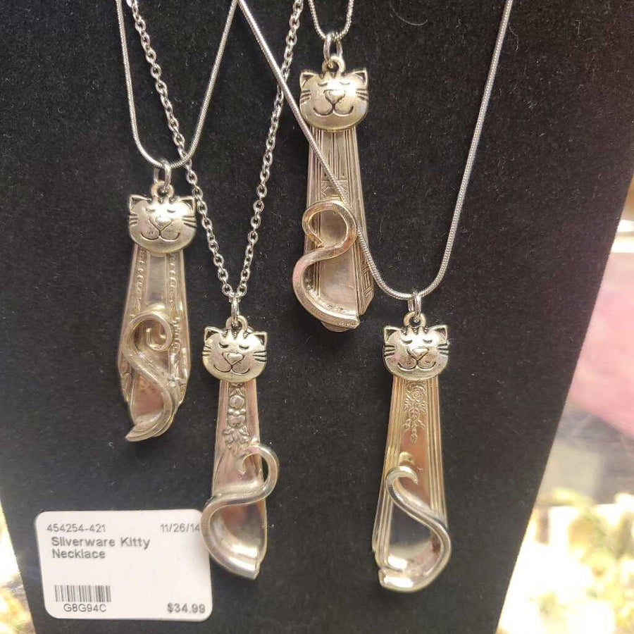 Silverware Kitty Necklace
