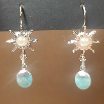 Pearl Star Turquoise Hanging Earrings