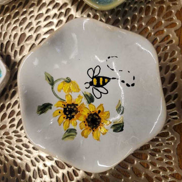 Large Trinket Tray - Sunflower White