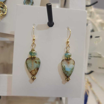 Blue Picasso Heart Earrings