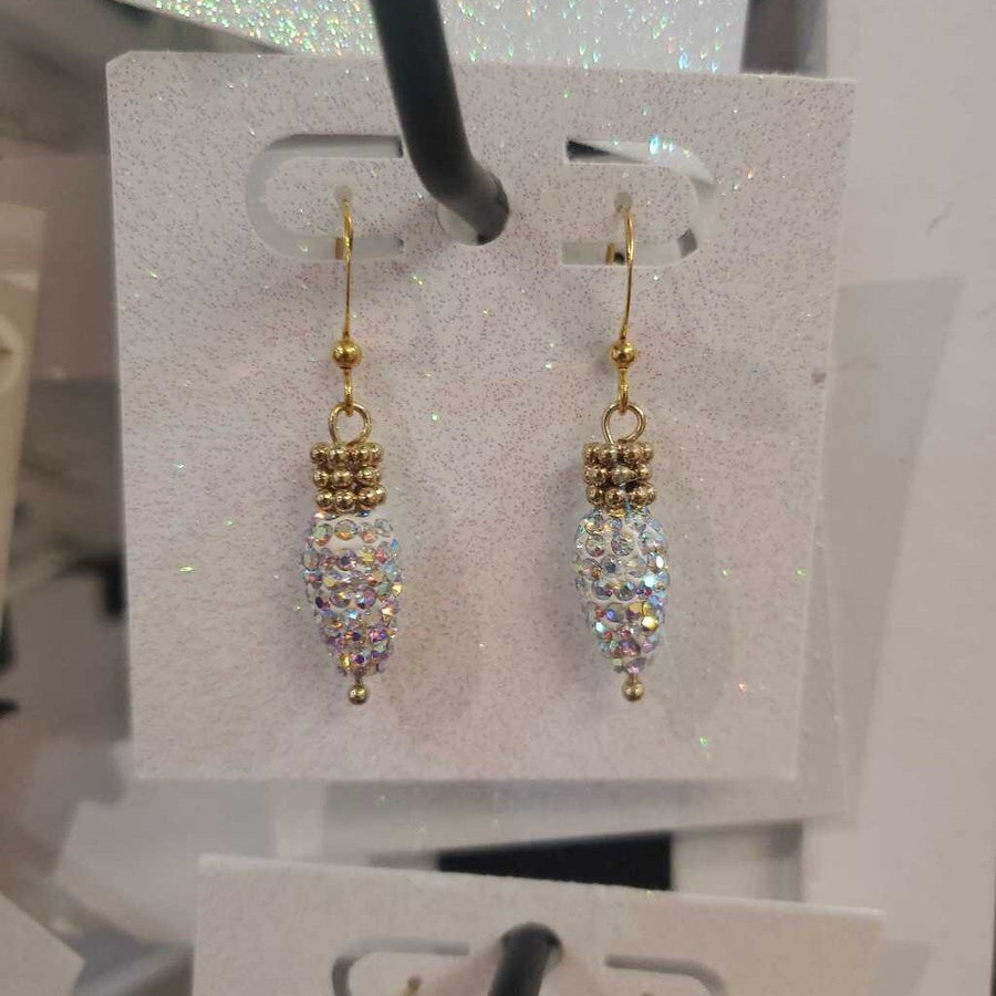 White Pave Christmas Light Earrings