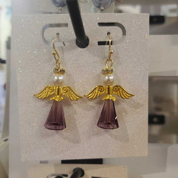 Purple/Gold Angel Earrings
