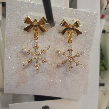 Large Rhinestone Snowflake Earrings