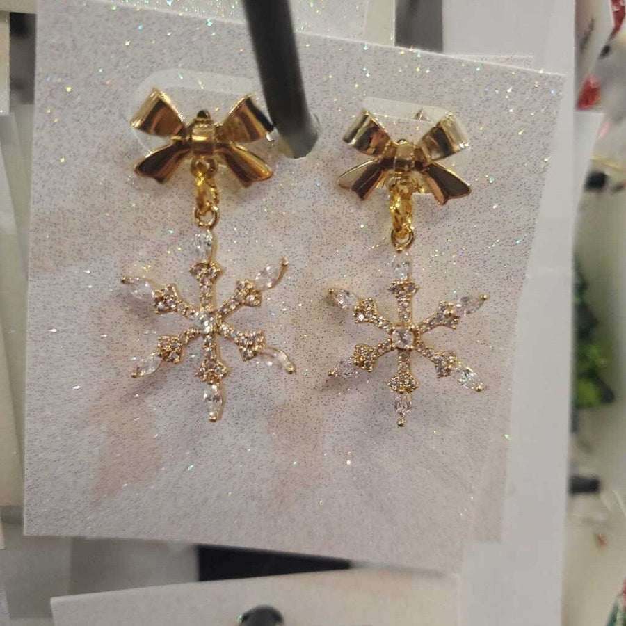 Large Rhinestone Snowflake Earrings