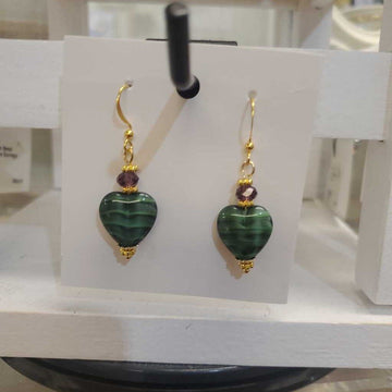 Green Heart/Purple Earrings