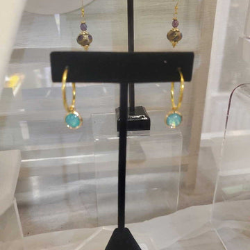 Small Round Opal Hoop Earrings