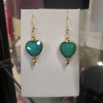 Large Green Heart Earrings