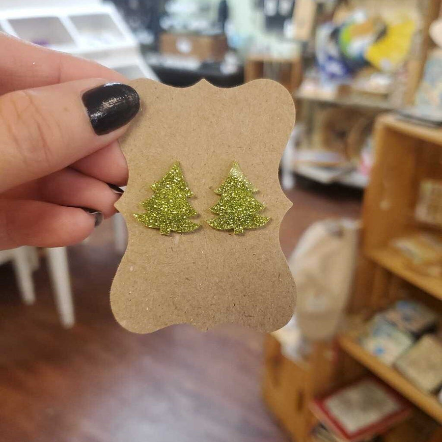 Christmas Tree Light Green Cabochon Earrings