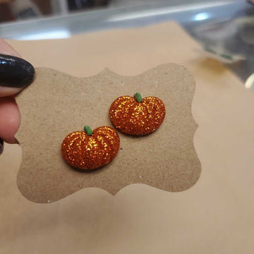 Glitter Pumpkin Earrings