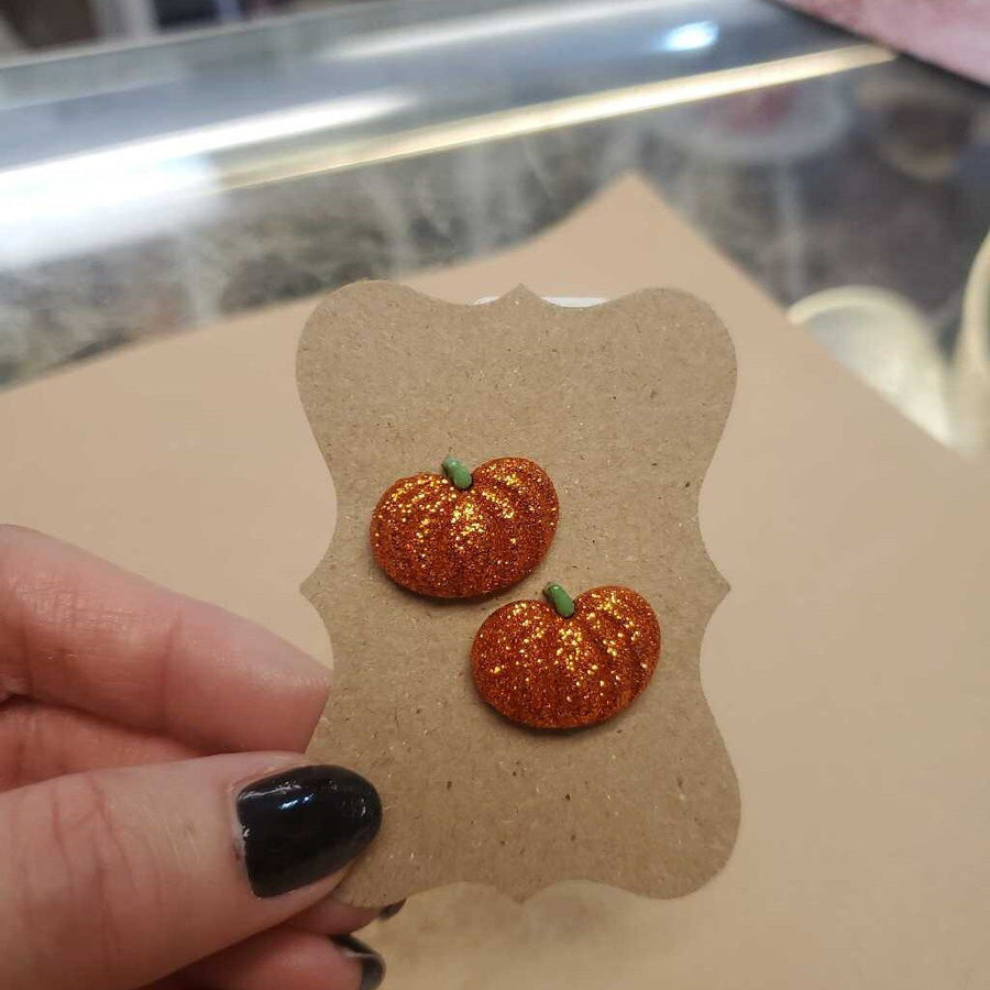 Glitter Pumpkin Earrings