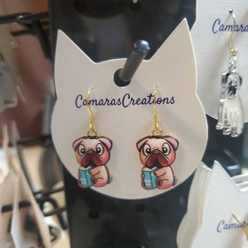 Earrings Dog with book beige