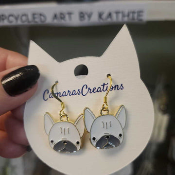 Earrings Dog Frenchie Face
