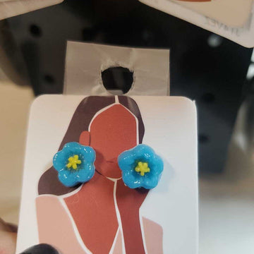 Fused Glass Studs Flower Teal