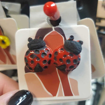 Fused Glass Studs Ladybug