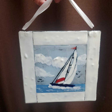Fused Glass 6x6 Sailboat