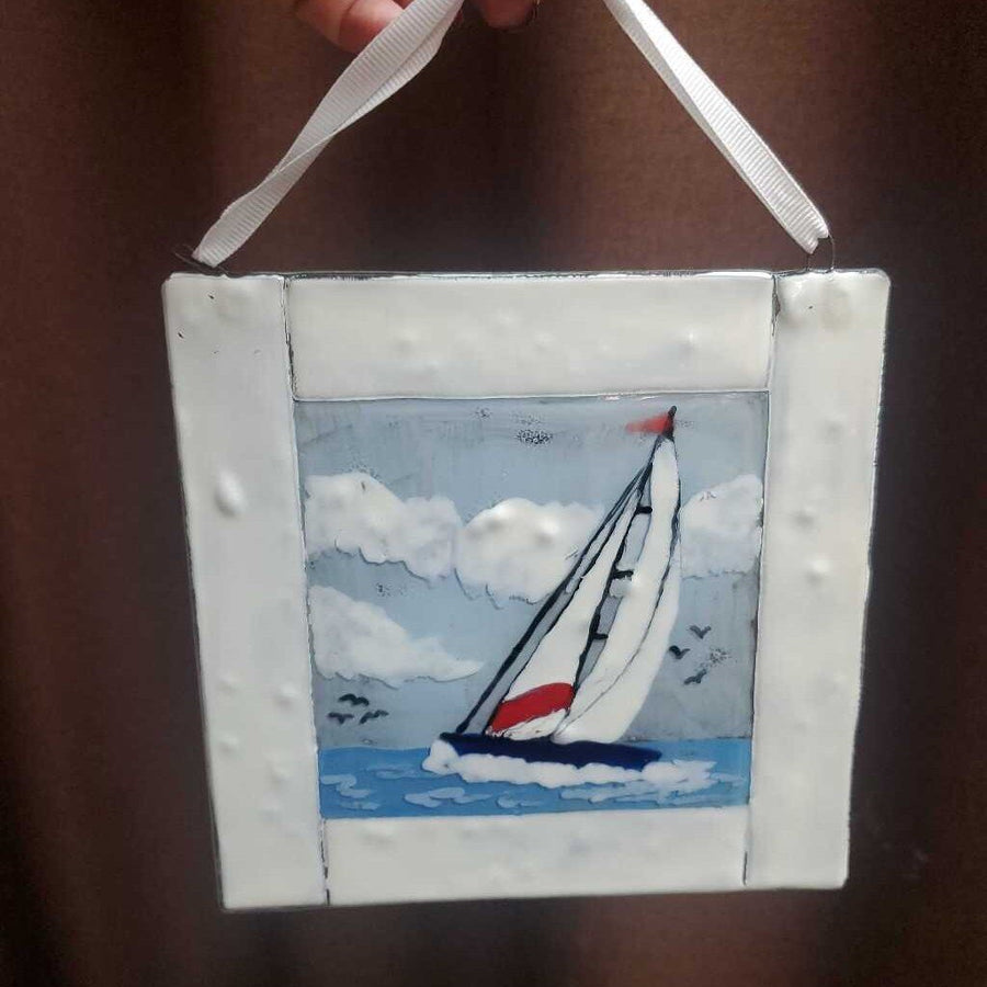 Fused Glass 6x6 Sailboat