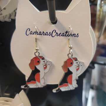 Earrings Dog Waving Calico