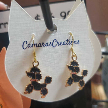 Earrings Dog Poodle Blk