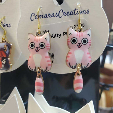 Earrings Kitty Pink Tail 1b