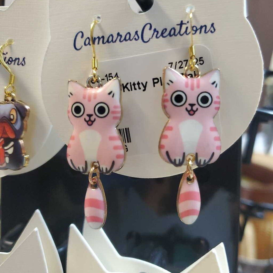 Earrings Kitty Pink Tail 1b
