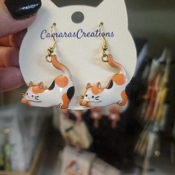 Earrings Kitty Tail Calico 2b