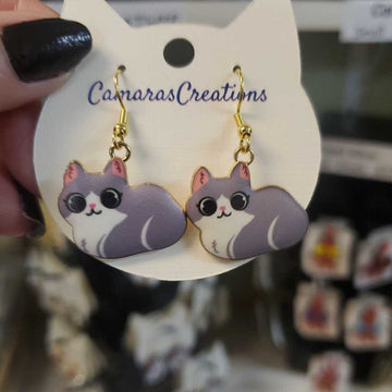 Earrings Kitty Loaf Gray 3c