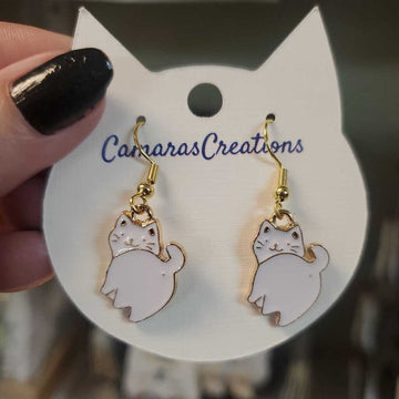 Earrings Kitty Butt White