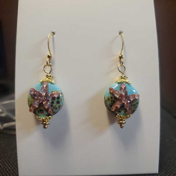 Blue Starfish Lampwork Earrings