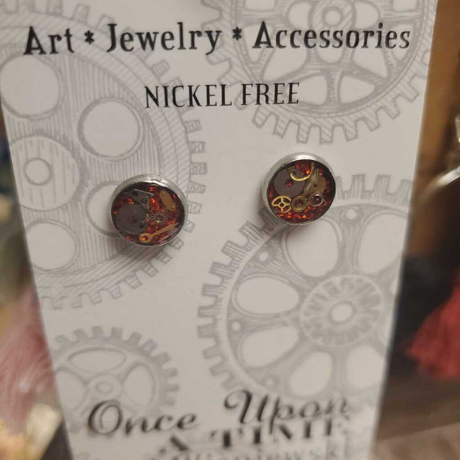 Resin Post Steampunk Earrings