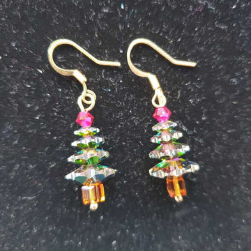 Large Green Swarovski Tree Earrings